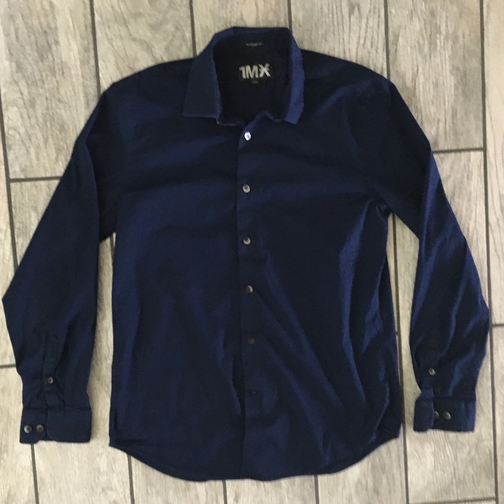 Express 1MX Modern Fit Dress Shirt Sz. M Navy Blue